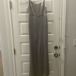 French Connection silver midi slip dress with slit size 6 NWT